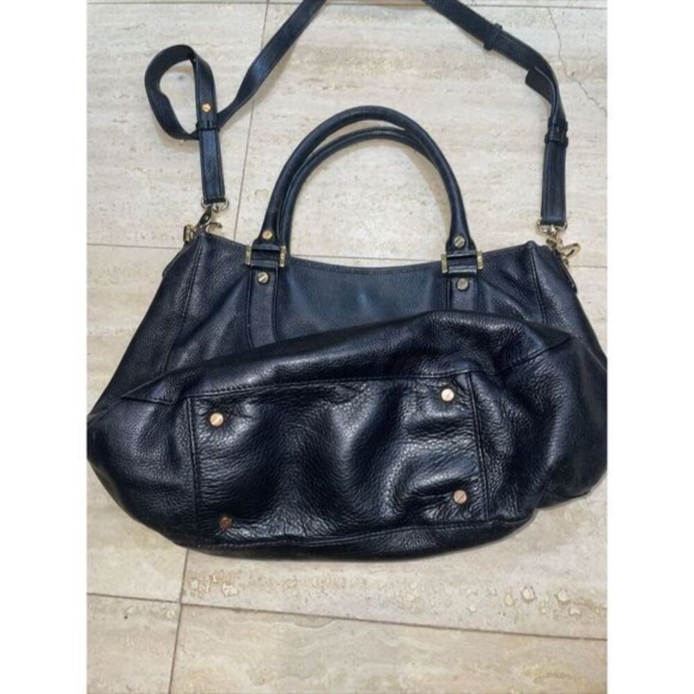 Tory Burch Amanda Hobo Black Pebbled‎ Leather Handbag Satchel Shoulder Messenger - Picture 4 of 14